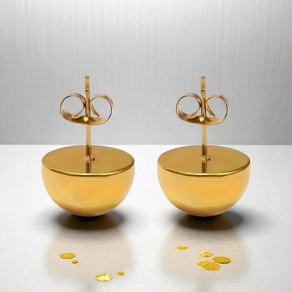 ๐ Minimalist Dome Stud Earrings 18K Gold Plated Stainless Steel Modern Style - Picture 11 of 11
